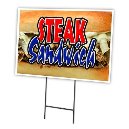 Signmission Steak Sandwich Yard Sign & Stake outdoor plastic coroplast window, C-2436-DS-Steak Sandwich C-2436-DS-Steak Sandwich